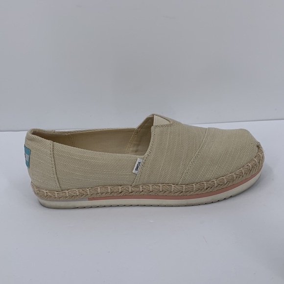 TOMS Alpargata Platform Espadrille Cream canvas shoe Natural women jute 6.5 - Picture 1 of 6